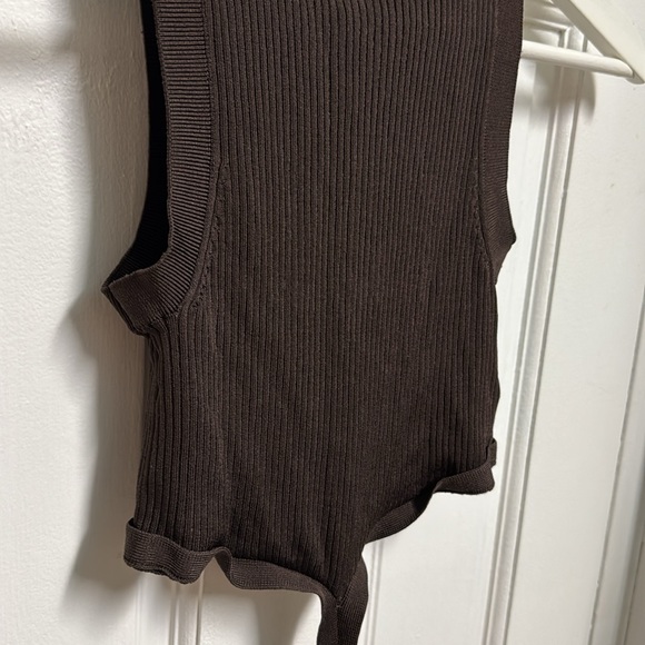 & Other Stories Ribbed Brown Top - Picture 3 of 5